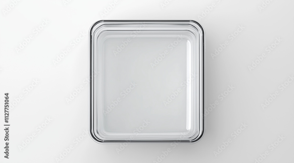 Square Transparent Container No Food Top-Down View for Clarity Square Transparent Container No Food Top-Down View for Clarity