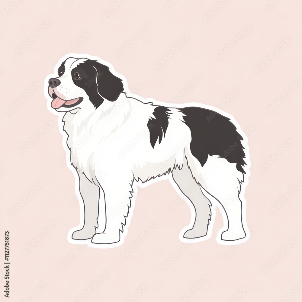 Illustration of a Landseer Newfoundland dog. Illustration of a Landseer Newfoundland dog.