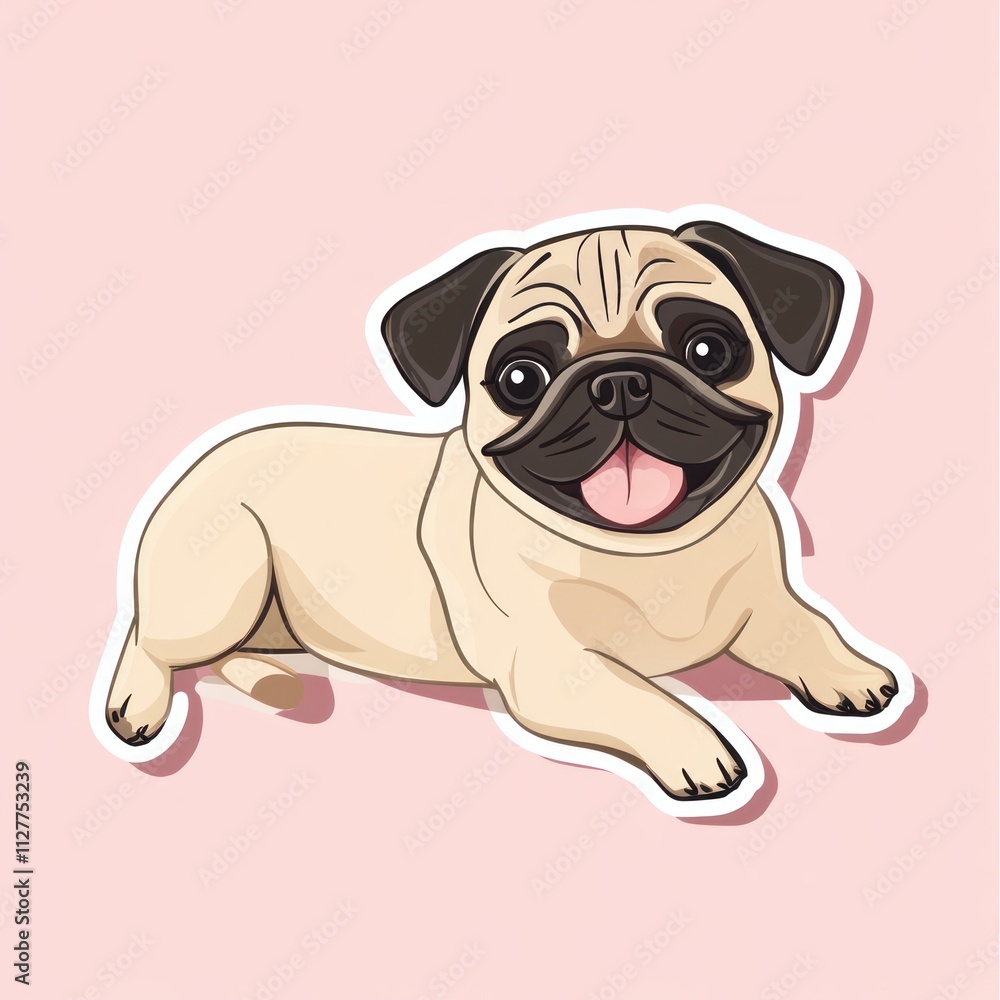 Adorable pug dog sticker illustration. Adorable pug dog sticker illustration.