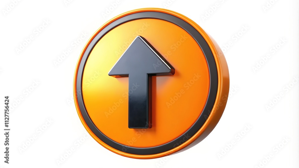 3D Rendered Circular Traffic Sign Upward Right Arrow - Orange Border 3D Rendered Circular Traffic Sign Upward Right Arrow - Orange Border