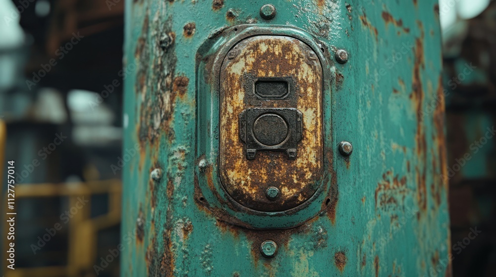 Rusty industrial control panel close-up. Rusty industrial control panel close-up.