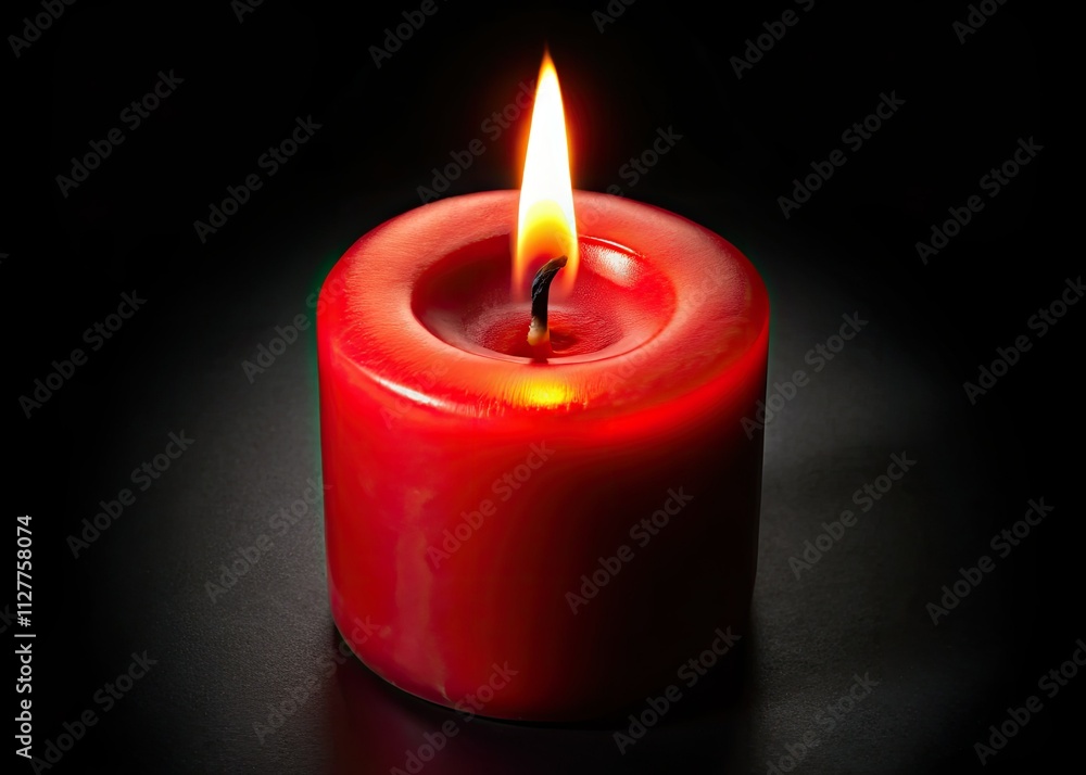 Dark, mystical still life photography: a fiery red candle's isolated glow against a black void. Dark, mystical still life photography: a fiery red candle's isolated glow against a black void.