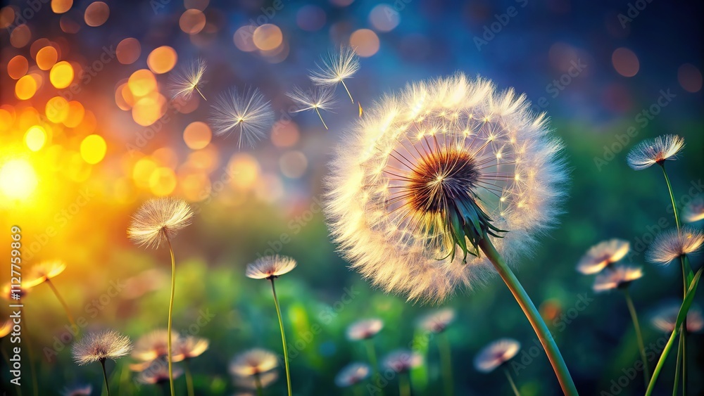 Dandelion Seeds Soaring - New Beginnings, Graceful Sway Dandelion Seeds Soaring - New Beginnings, Graceful Sway