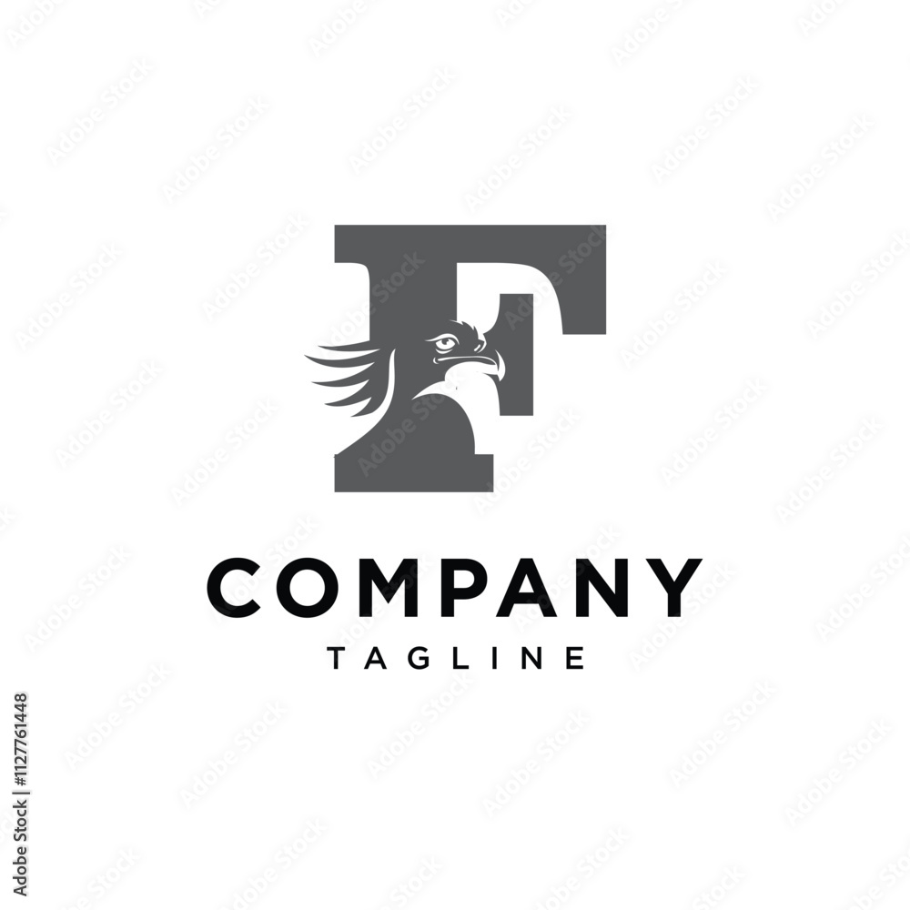 Letter F Secretary Bird Logo Icon Letter F Secretary Bird Logo Icon