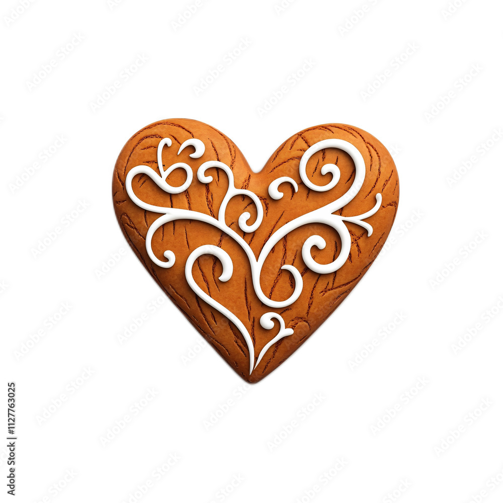3D Gingerbread Heart Cookie with Intricate Icing Details for Valentine's Theme 3D Gingerbread Heart Cookie with Intricate Icing Details for Valentine's Theme