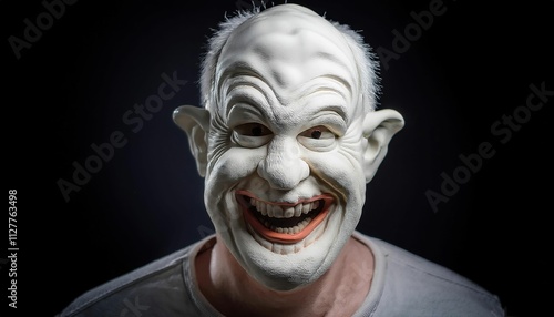 Close-Up of a Eerie Clown Mask with Distorted Features