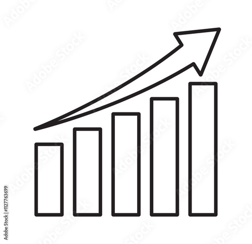 Graph diagram up icon, business growth success chart with arrow, business bar sign, profit growing symbol, progress bar symbol, growing graph icons – stock vector