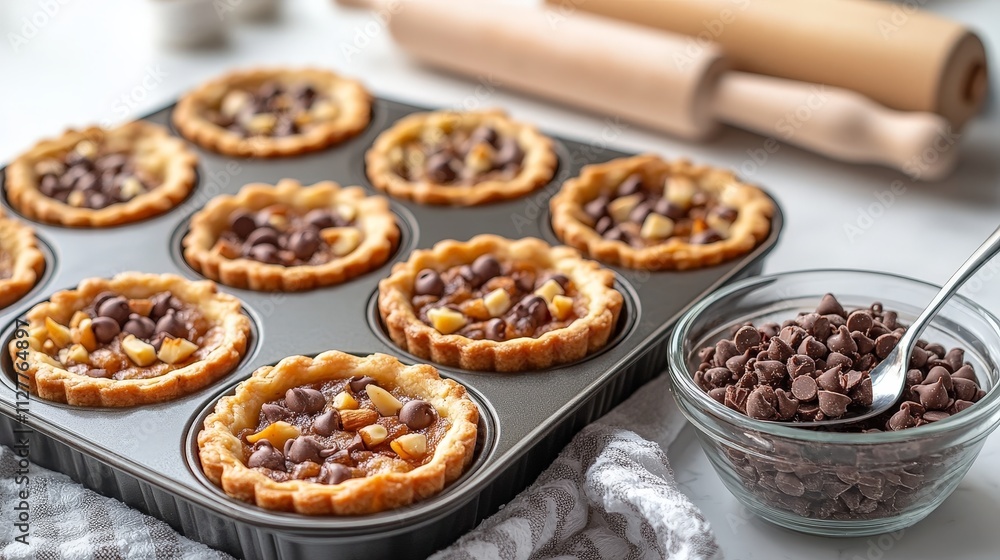 Homemade Mince Pies Being Assembled in Rustic Kitchen Homemade Mince Pies Being Assembled in Rustic Kitchen