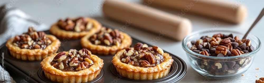 Homemade Mince Pies Being Assembled in Rustic Kitchen Homemade Mince Pies Being Assembled in Rustic Kitchen