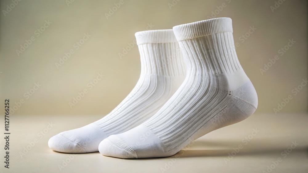 White Cotton Socks on Light Background - High Resolution Photography White Cotton Socks on Light Background - High Resolution Photography
