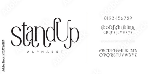 Standup typography beauty fashion elegant minimalist serif italic fonts decorative wedding vintage retro logos. Minimal luxury font alphabet logo. Vector illustration