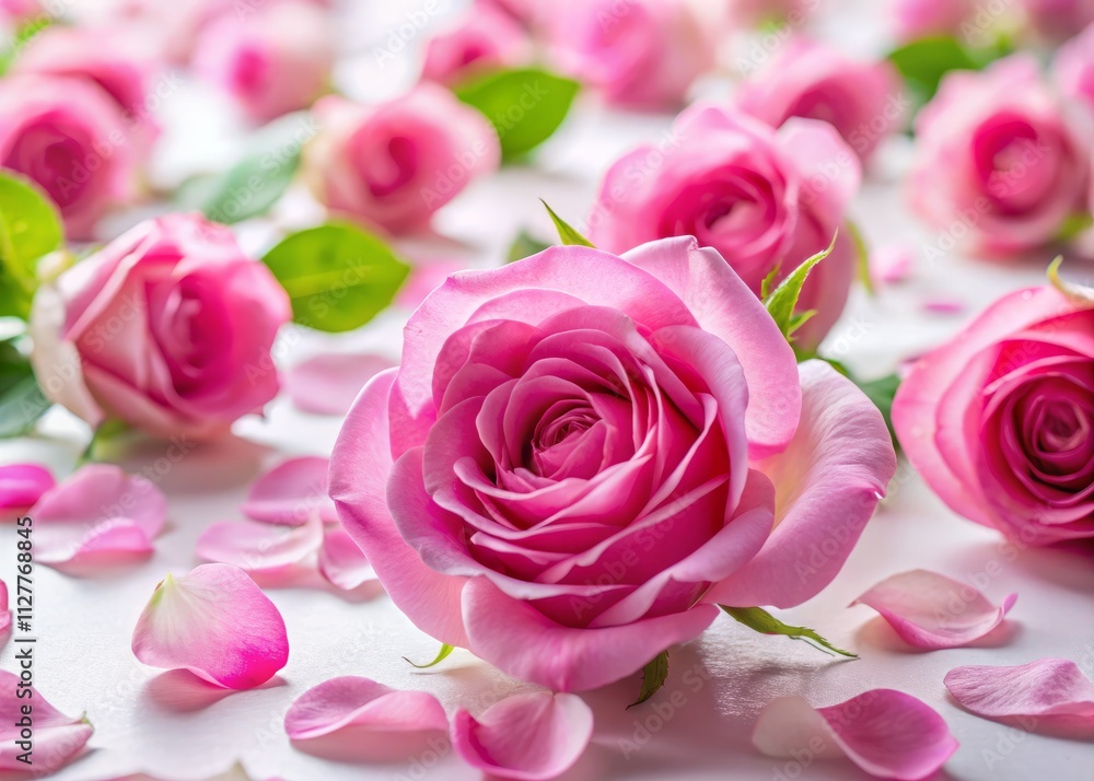 Pink Rose Blossoms Scattered on White: Candid Photography, Floral Still Life, Delicate Petals, Spring Flowers, Romantic Background Pink Rose Blossoms Scattered on White: Candid Photography, Floral Still Life, Delicate Petals, Spring Flowers, Romantic Background