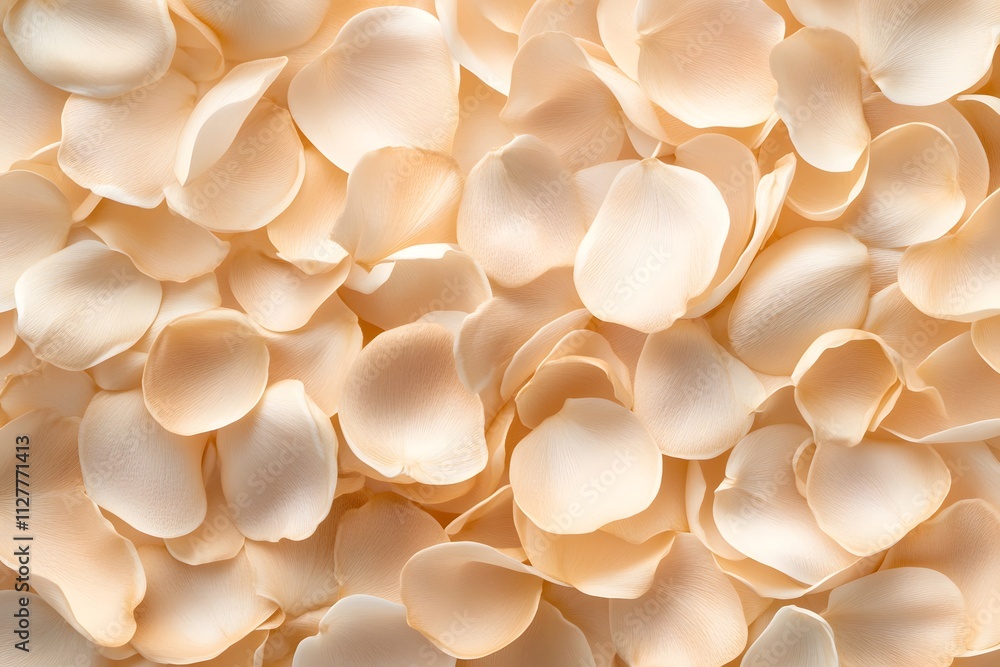 A close-up view of delicate, pale peach rose petals scattered across a surface. A close-up view of delicate, pale peach rose petals scattered across a surface.