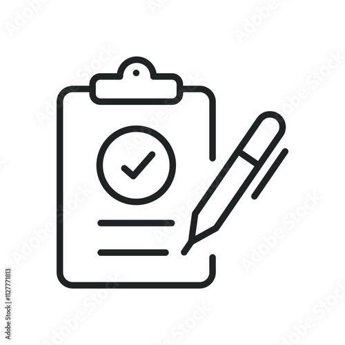 Validation thin line icons. Editable stroke and Perfect pixel on transparent background