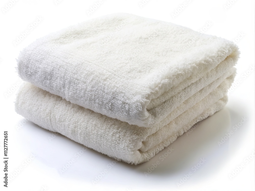 Soft Cotton Towels Top View, Luxury Bath Towels Isolated, White Fluffy Towels, Premium Cotton Texture Soft Cotton Towels Top View, Luxury Bath Towels Isolated, White Fluffy Towels, Premium Cotton Texture