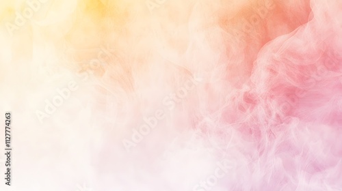 Abstract pastel pink, orange, and yellow smoke swirls.