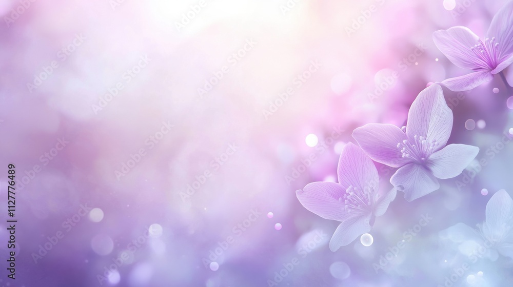 A beautiful soft-focus background featuring delicate purple flowers and bokeh effects. A beautiful soft-focus background featuring delicate purple flowers and bokeh effects.