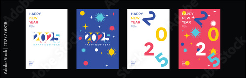Colorful Creative Poster set of 2025 Happy New Year