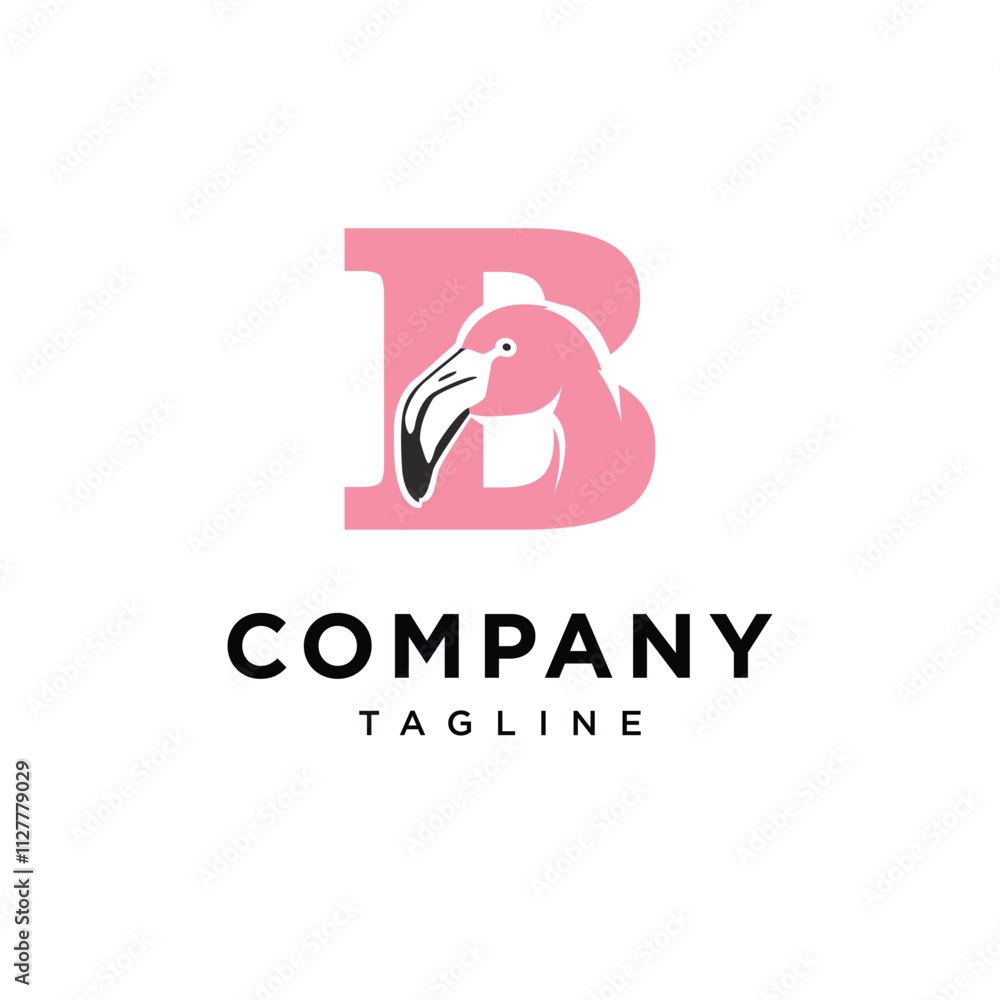 Fototapeta premium Letter B Flamingo Logo Icon Vector 