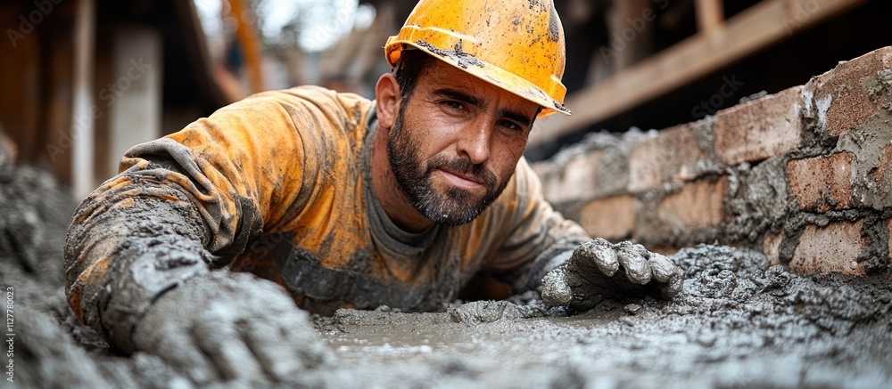 Construction Worker Covered in Cement Construction Worker Covered in Cement