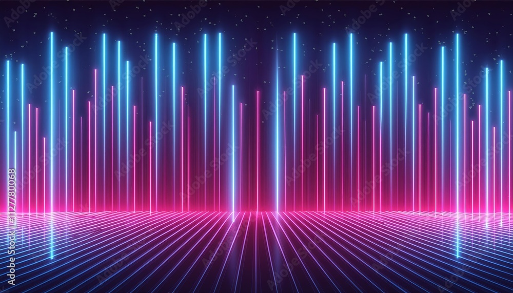 This captivating digital wallpaper showcases an abstract neon background with vibrant pink and blue vertical lines, creating a mesmerizing visual effect. Ideal for modern design projects and This captivating digital wallpaper showcases an abstract neon background with vibrant pink and blue vertical lines, creating a mesmerizing visual effect. Ideal for modern design projects and