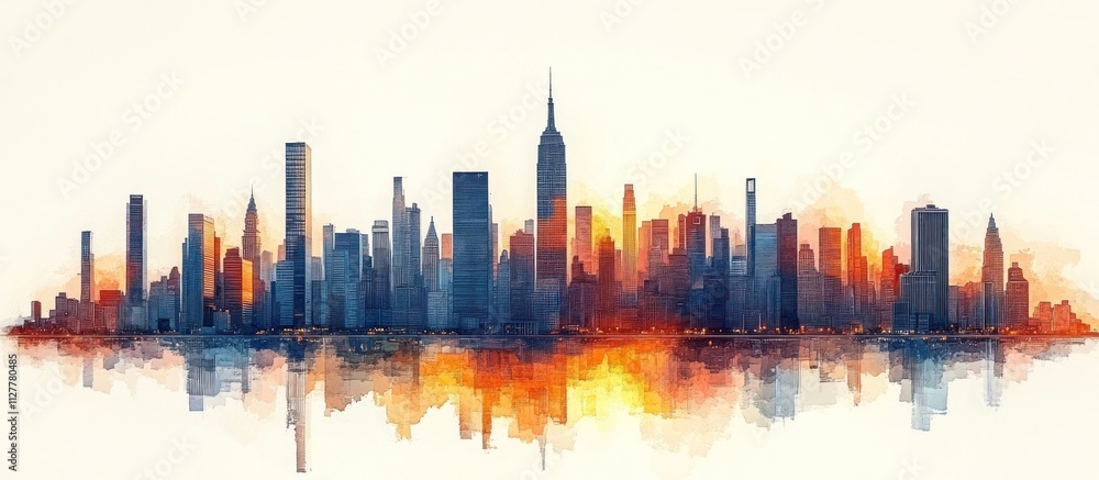 Obraz premium Watercolor Skyline of New York City