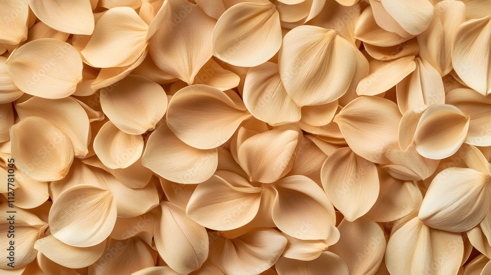 A close-up view of soft, peach-colored flower petals arranged closely together. A close-up view of soft, peach-colored flower petals arranged closely together.