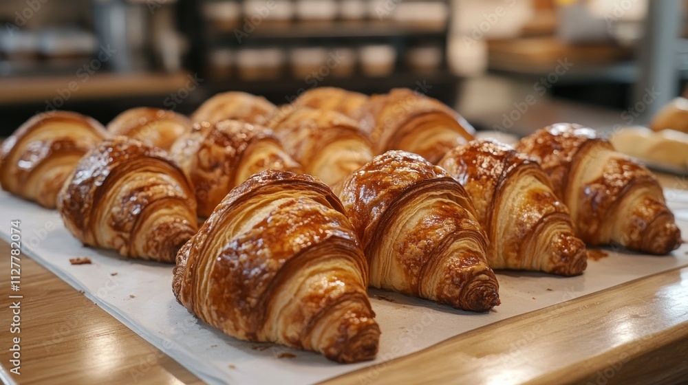 Golden Brown Croissants on Display Golden Brown Croissants on Display