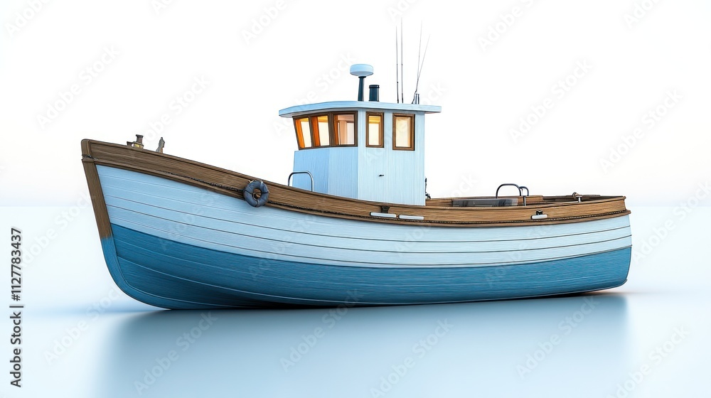 Naklejka premium A Classic Wooden Fishing Boat