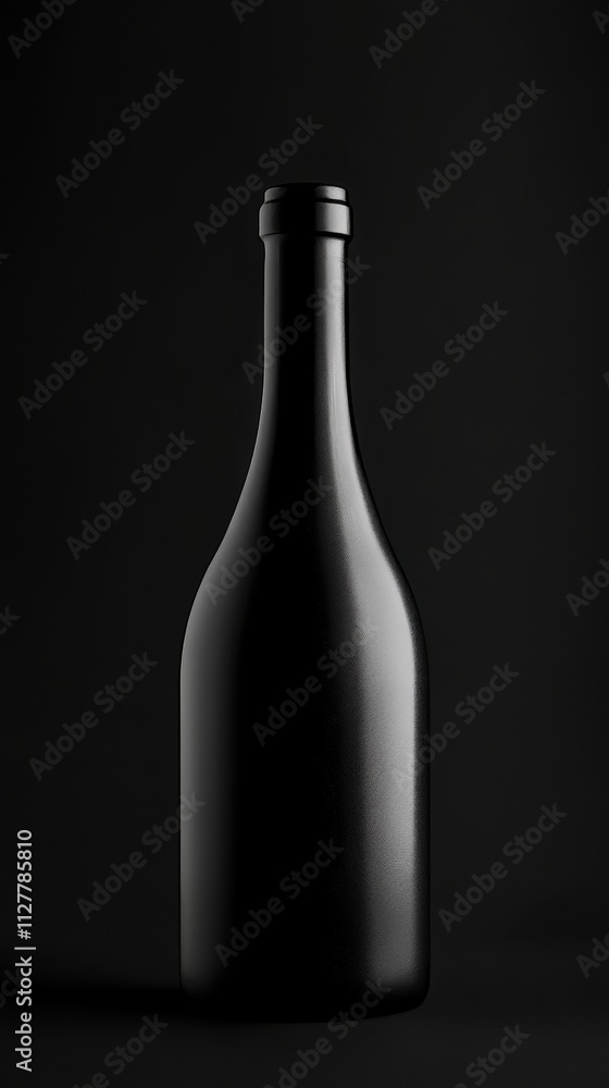 Elegant black wine bottle in studio setting minimalist photography with crisp lighting Elegant black wine bottle in studio setting minimalist photography with crisp lighting