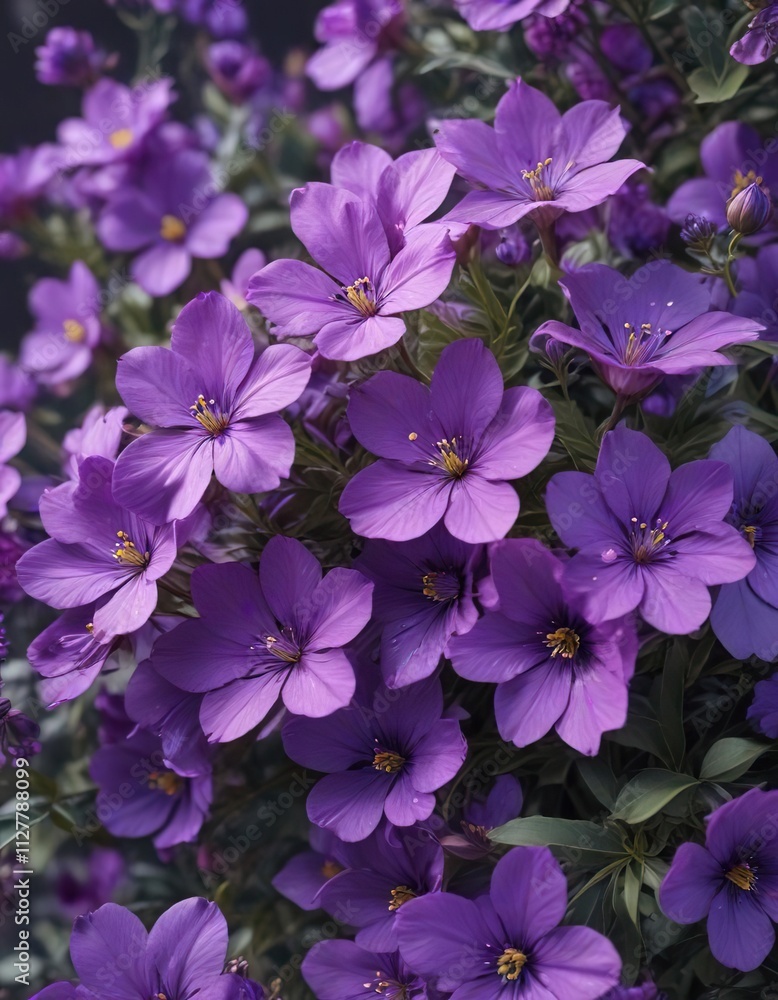a cluster of vibrant purple flowers with delicate petals and leaves, botanicals, garden flowers a cluster of vibrant purple flowers with delicate petals and leaves, botanicals, garden flowers