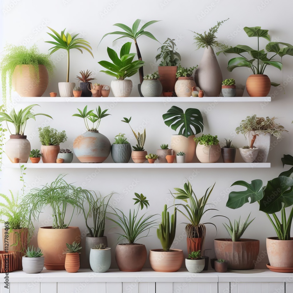 Plants in pots collage, garden greenery, potted plants, nature decor Plants in pots collage, garden greenery, potted plants, nature decor