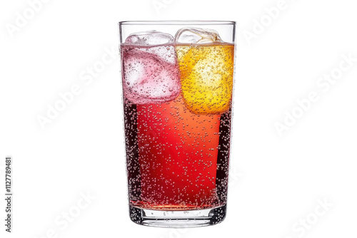 Refreshing soft drink with bubbles- isolated PNG transparent background for beverage packaging and digital designs