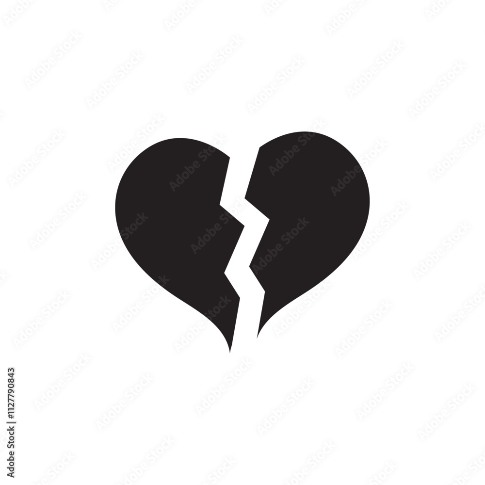Broken heart icon Thin line art collection Broken heart icon Thin line art collection