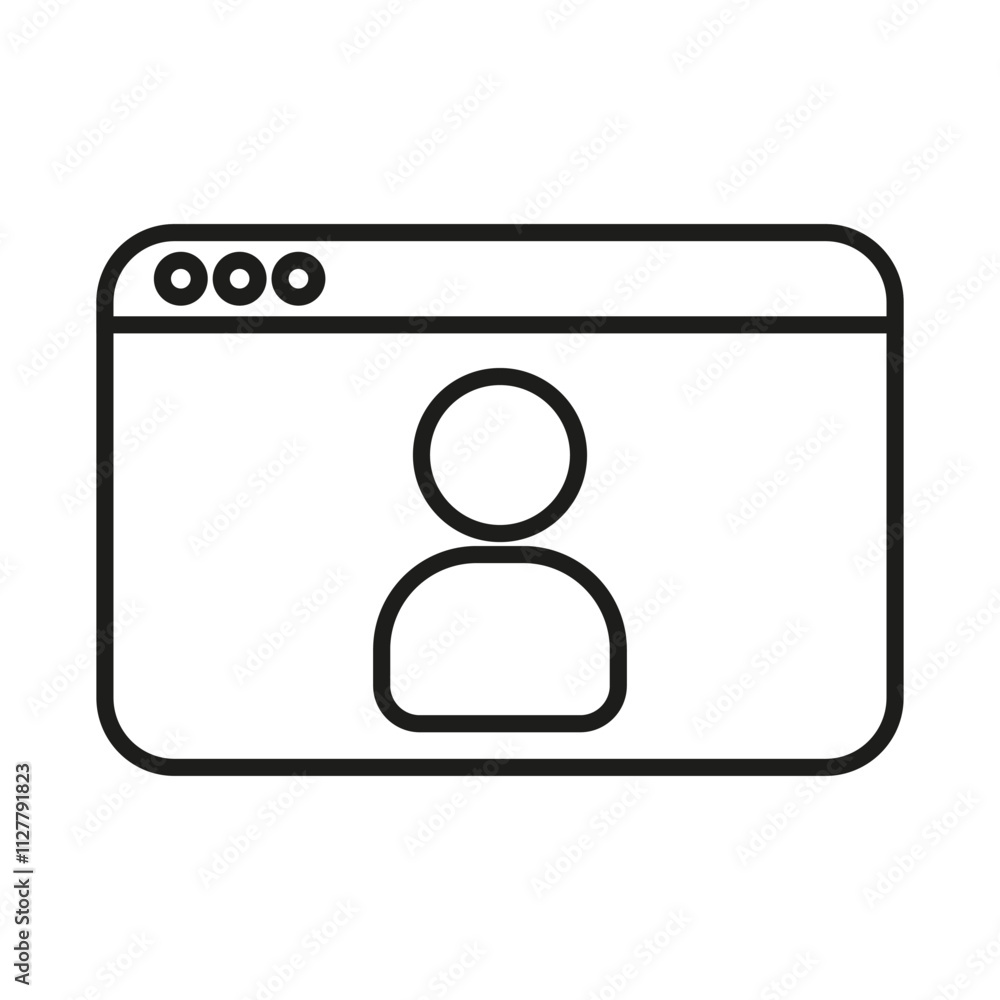 Profile window icon. User avatar interface. Minimalist browser window design. Vector illustration. Profile window icon. User avatar interface. Minimalist browser window design. Vector illustration.