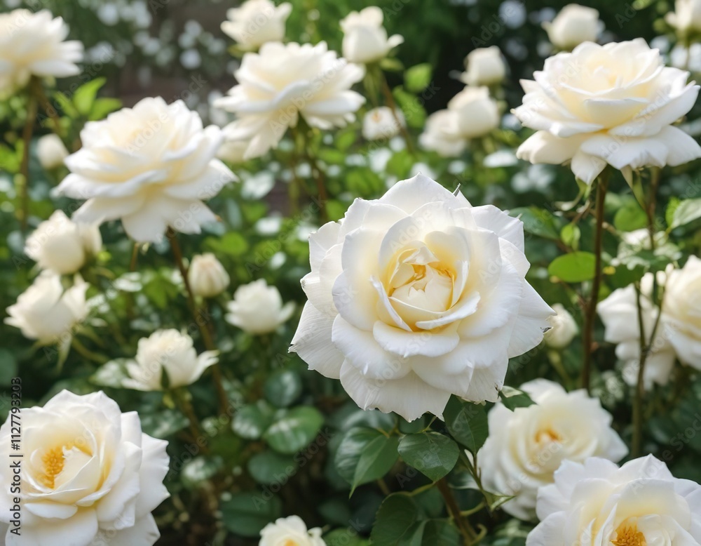 Fresh white rose flower with soft focus white roses in the garden, garden, pure, blur Fresh white rose flower with soft focus white roses in the garden, garden, pure, blur