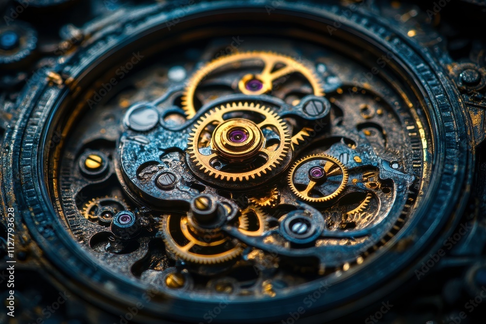 Obraz premium Intricate Clock Gears with Dramatic Side Lighting