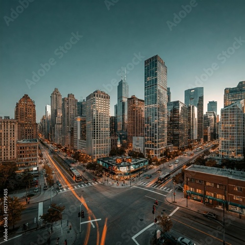 downtown city at night