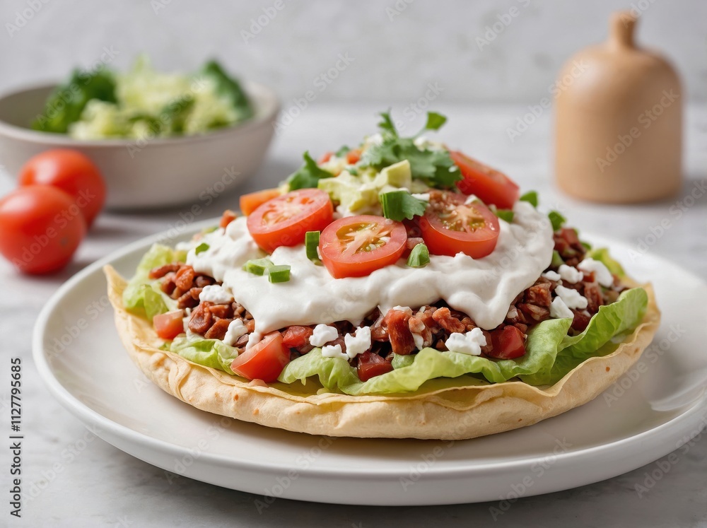 Single Tostada on a White Plate Single Tostada on a White Plate