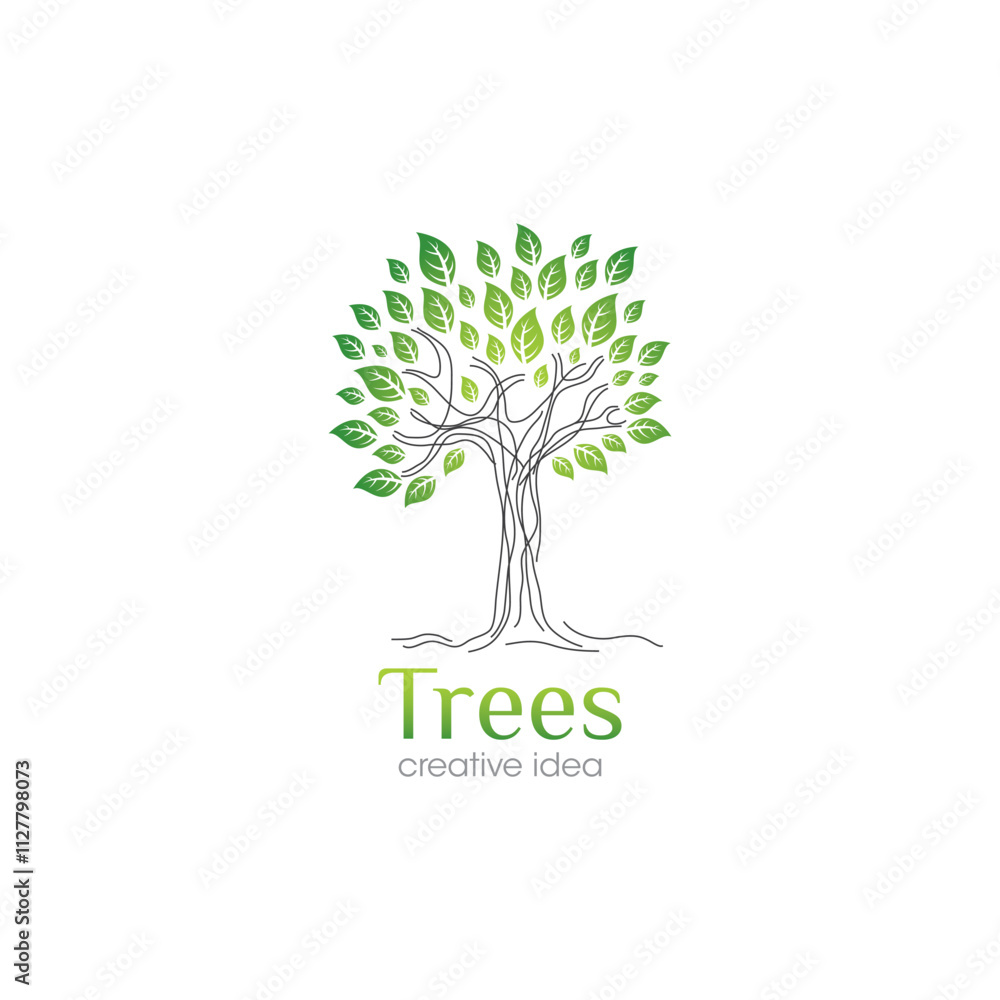 Obraz premium Creative Tree Concept Logo Design Template