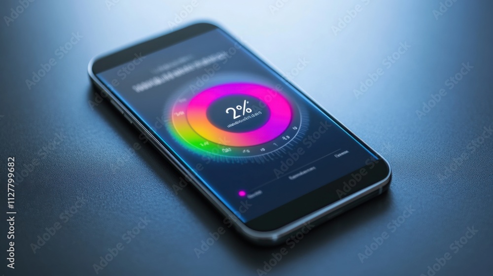 Credit score tracker displayed on a smartphone with a gradient color-coded meter Credit score tracker displayed on a smartphone with a gradient color-coded meter