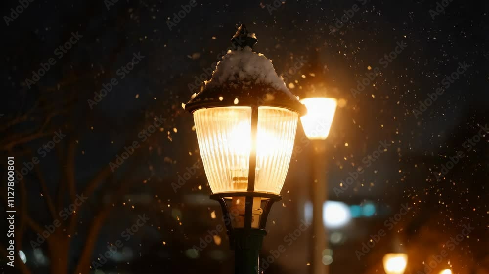 As snowflakes gracefully flutter from the sky, the glow of streetlights creates a warm ambiance during a tranquil winter evening, inviting moments of reflection and joy As snowflakes gracefully flutter from the sky, the glow of streetlights creates a warm ambiance during a tranquil winter evening, inviting moments of reflection and joy
