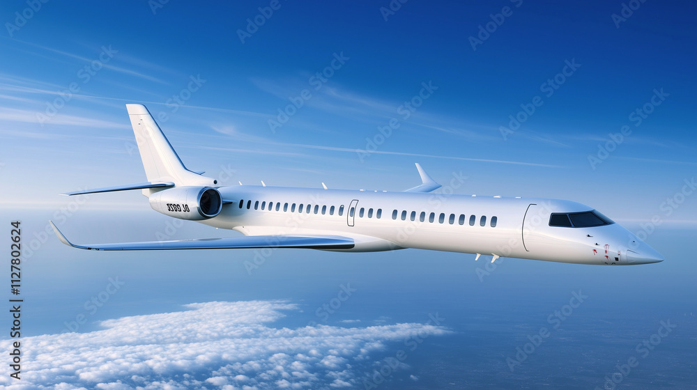 Obraz premium Aircraft ascending through the sky, symbolizing ambition and reaching new heights in personal and professional endeavors.