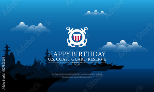 U.S. Coast Guard Reserve Birthday February 19 Background Illustration