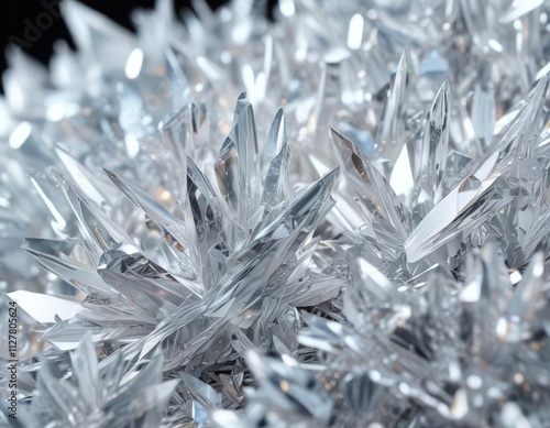 Macro close-up of shimmering white crystal texture, high-end, striking, clean, pristine