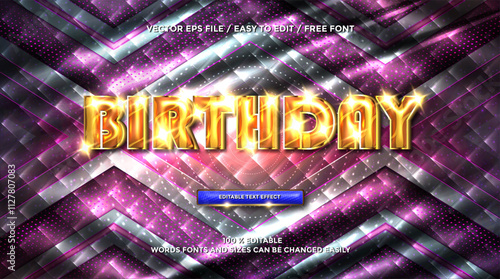 3D rendering Birthday gold text effect animation