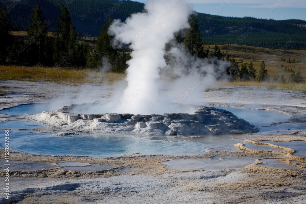 The dynamic landscape showcases the power of geothermal activity in nature. The dynamic landscape showcases the power of geothermal activity in nature.