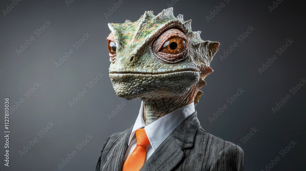 Alien portrait in business suit studio setting photography concept Alien portrait in business suit studio setting photography concept