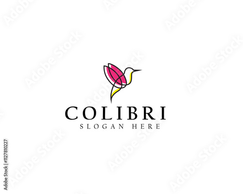 Colibri Logo Line Art Style Simple and Elegant