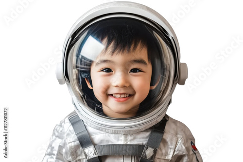 Little boy in astronaut suit with transparent background- PNG illustration for space-themed designs and projects